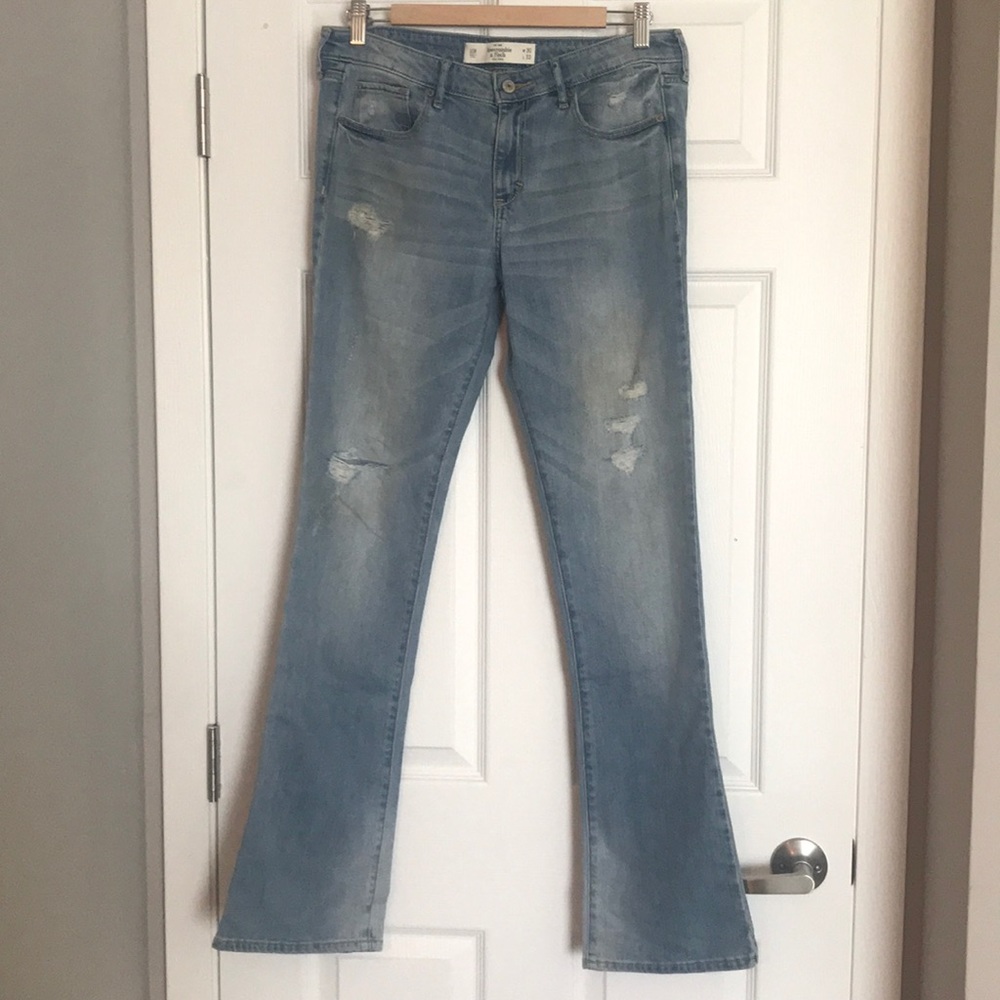 Light distressed flare jeans